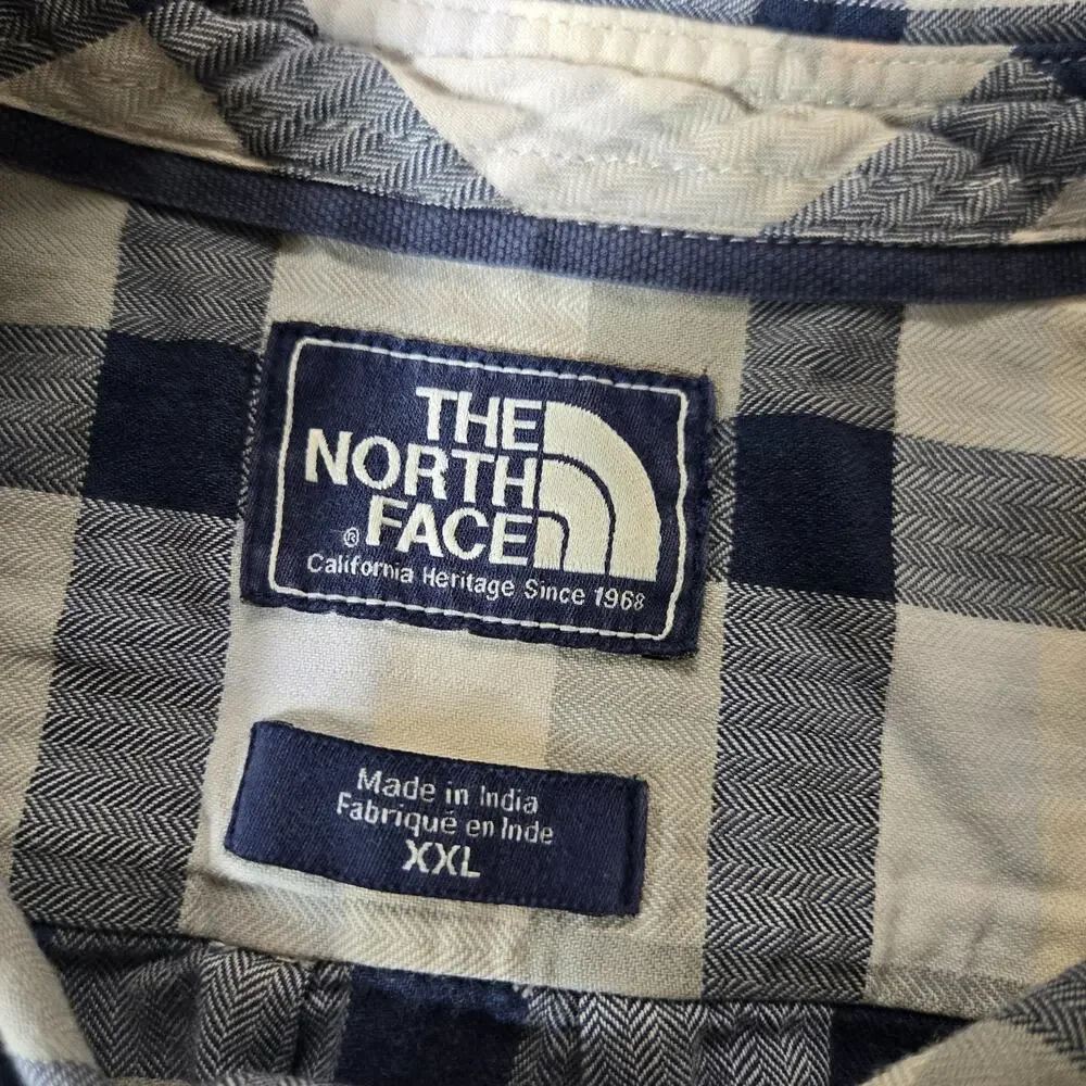 The North Face Flannel Shirt Mens XXL Plaid Cotton Button Down Heavyweight